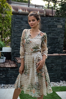 Платье Флокс из шифона с нежным цветочным рисунком